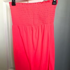 Neon pink bathing suit coverup